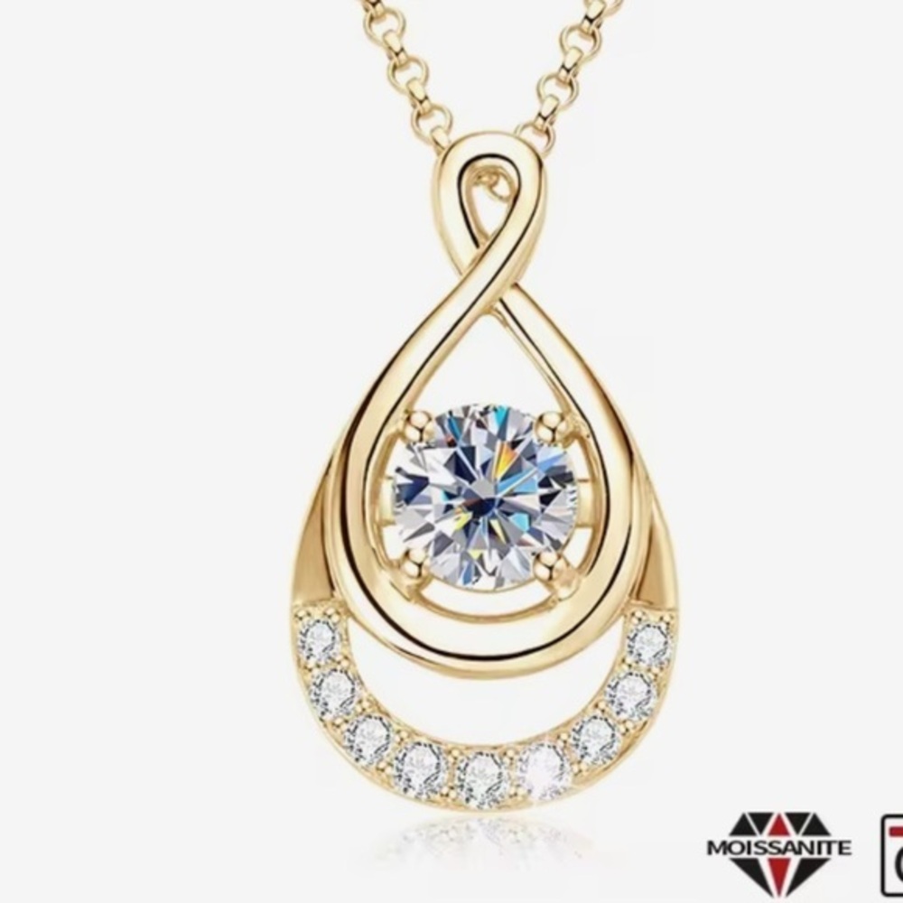 New 14k Gold 1.5 Carat Diamond (Moissanite) Pendant Necklace
